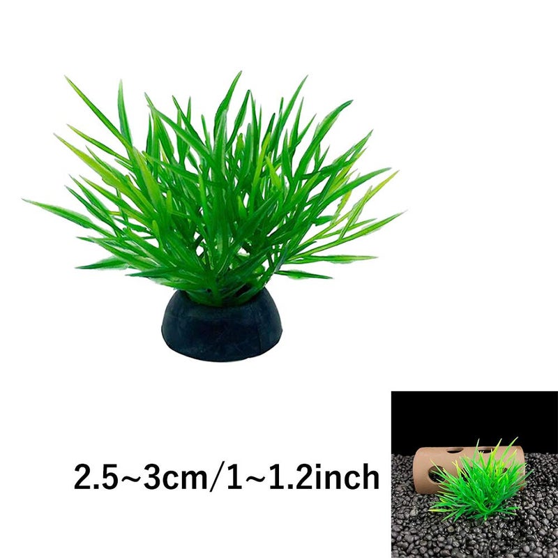 Smoothedo-Pets Aquarium Plant Fish Tank Decoration 20 Pieces Small/1" Tall Plastic Artificial Plant Goldfish Hidden Mini Grass Set (Green-C) - Image 2